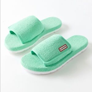 Hunter Terry Toweling Beach Slides Wild Mint Sz 8 Dorm Life Slipper 1" Platform